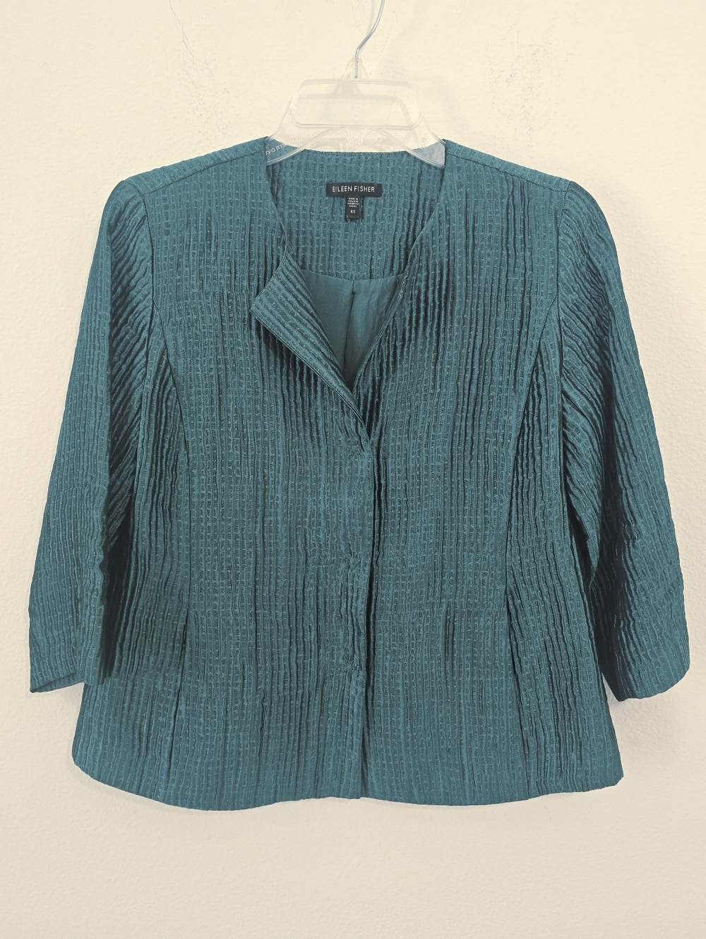 Eileen Fisher Blazer Jacket Womens Textured Silk Blend XS
